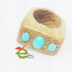 anello in legno con turchese eden gioielli