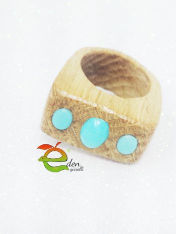 anello in legno con turchese eden gioielli