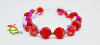 Bracciale Swarovski Rosso  Chiusura e Pallini in Argento Eden Gioielli