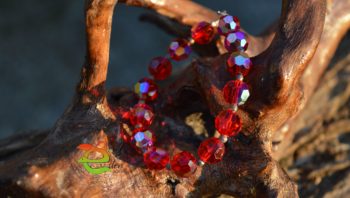 Bracciale Swarovski Rosso  Chiusura e Pallini in Argento Eden Gioielli