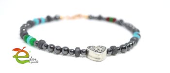 Bracciale Ematite e Cuore Eden Gioielli