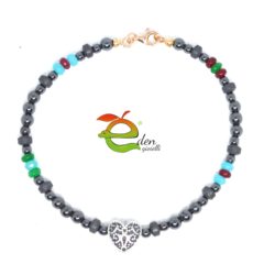 Bracciale Ematite e Cuore Eden Gioielli