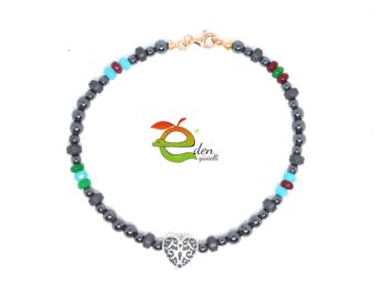 Bracciale Ematite e Cuore Eden Gioielli