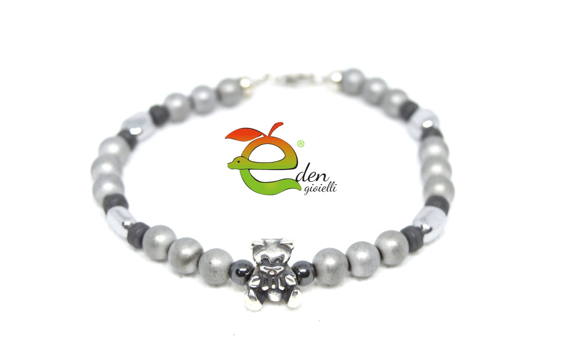 Bracciale Ematite e Orsetto Eden Gioielli