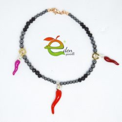 Bracciale Ematite e 3 Cornicini Eden Gioielli