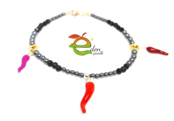 Bracciale Ematite e 3 Cornicini - immagine 4
