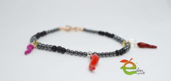 Bracciale Ematite e 3 Cornicini - immagine 2