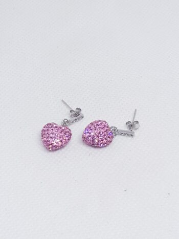 Orecchini Argento con Pave Pietre Rosa eden gioielli