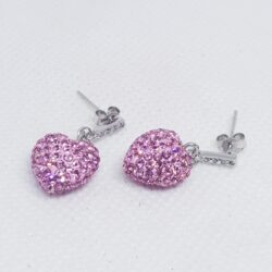 Orecchini Argento con Pave Pietre Rosa eden gioielli