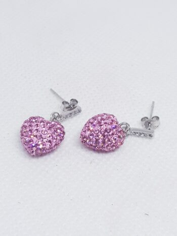 Orecchini Argento con Pave Pietre Rosa eden gioielli