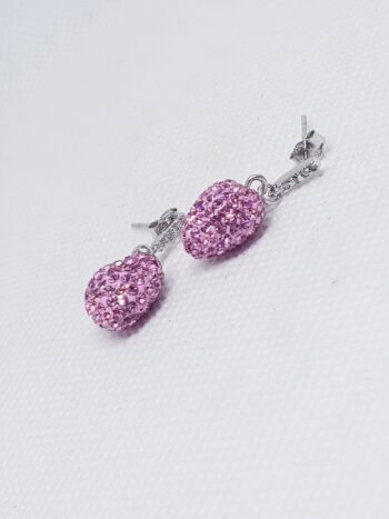 Orecchini Argento con Pave Pietre Rosa eden gioielli