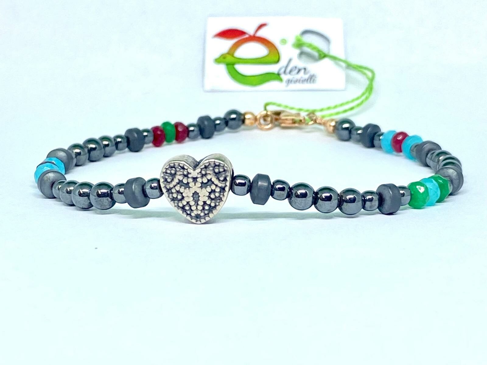 Bracciale Acciaio e Pietre Occhio di Tigre eden gioielli