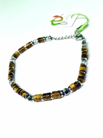 Bracciale Acciaio e Pietre Occhio di Tigre eden gioielli