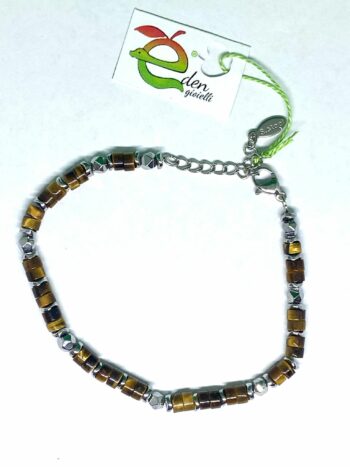 Bracciale Acciaio e Pietre Occhio di Tigre eden gioielli