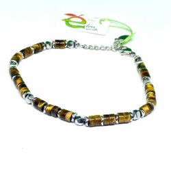 Bracciale Acciaio e Pietre Occhio di Tigre eden gioielli
