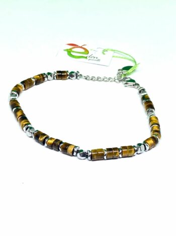 Bracciale Acciaio e Pietre Occhio di Tigre eden gioielli